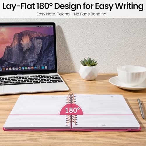 CICPAP Lined Spiral Journal Notebook, A5 College Ruled Notebook for Journaling, Note-Taking, and Daily Planning, Durable Hardcover with an Elegant Design, Rose Red - color: D-Rose Red