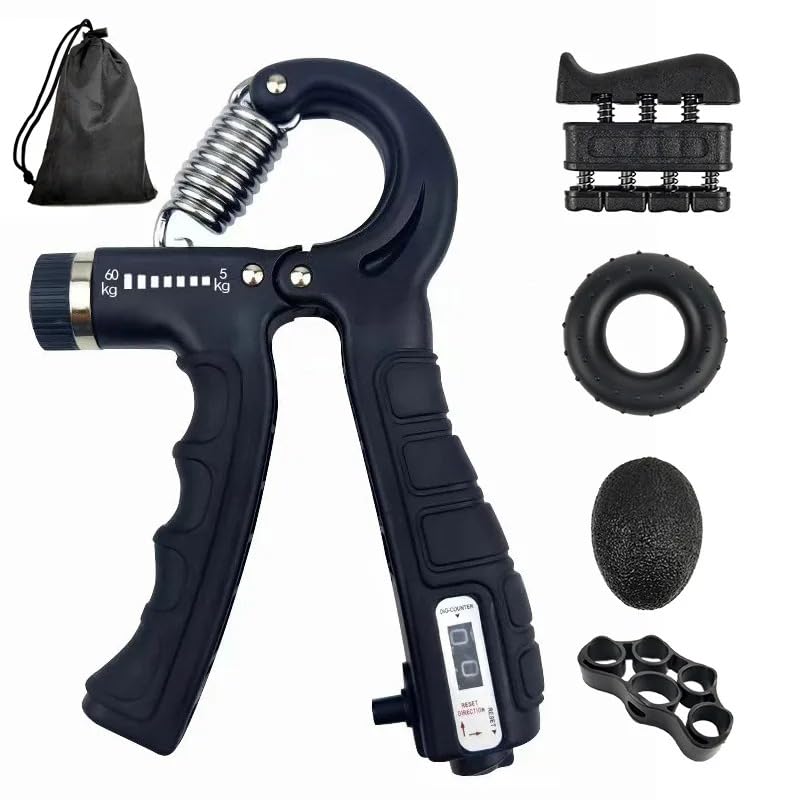 Adjustable Hand Grip Strength Strengthener Trainer Full Set with Counter Wrist Forearm and Hand Exerciser for Muscle