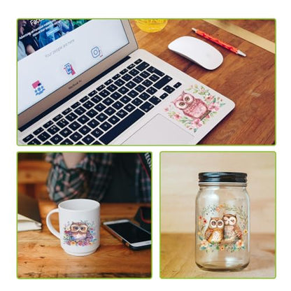 Arricraft 10 Sheets Owl UV DTF Cup Wrap for 16OZ Glass, Flowers Books Birds Rub on Decals Animal Theme PVC Transfer Stickers for DIY Cups Bottle Wood Furniture Garden Decor - style: Cute Owl