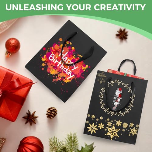 PrimeSign Black Gift Bags With Handles: 8x5x10 Inch 50 Pack Medium Paper Bags Bulk For Party Shopping Wedding Birthday Graduation Fathers Day - size: 50 Pack