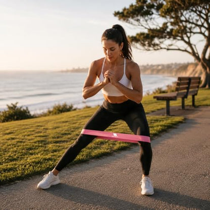 Exercise Resistance Loop Bands with Instruction Guide and Carry Bag, Set of 5 - color: Pink/Purple