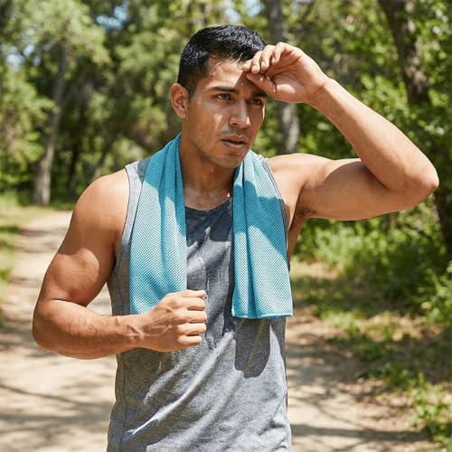 3 Count Cooling Sports Towels, Breathable Fast-Drying Towel for Workout, Hiking, Running & Fitness - color: Light Blue