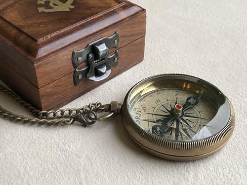 God is My Guide Brass Compass Gift with Display Box - Engraved Scripture Prayer Compass Religious Gift for Men & Women - Baptism, Confirmation, Communion Compass for Boys Graduation Gift (Aged Brass)