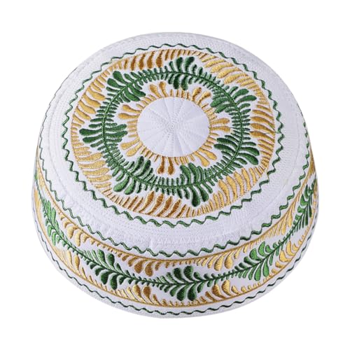 Kids Boys Muslim Prayer Kufi Hat Islamic Prayer Cap Embroidered Prayer Headwear Cap Praying Skull Cap Topi Ramadan Eid Hat - color: Yellow-small