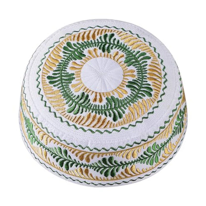 Kids Boys Muslim Prayer Kufi Hat Islamic Prayer Cap Embroidered Prayer Headwear Cap Praying Skull Cap Topi Ramadan Eid Hat - color: Yellow-small