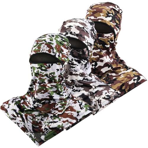 SATINIOR 3 Piece Balaclava Face Cover Sun Protection Neck Cover Summer Balaclava for Men Women Outdoor Sports UV Protector - color: Camouflage Color
