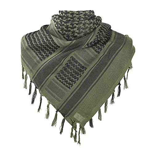 PURFUN Men's Large Arab Shemagh Headscarf Muslim Headcover Shawl Keffiyeh Arabic Scarf - color: Green/Cotton