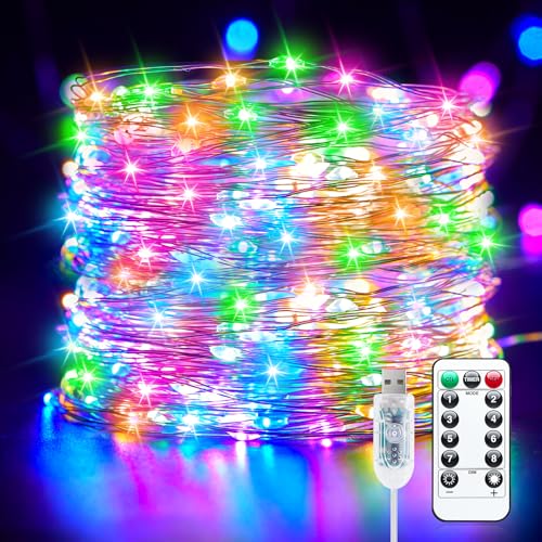 Minetom Twinkle Fairy Lights Plug in, 33ft 100 LEDs USB String Lights - color: Multicolor, size: 33ft