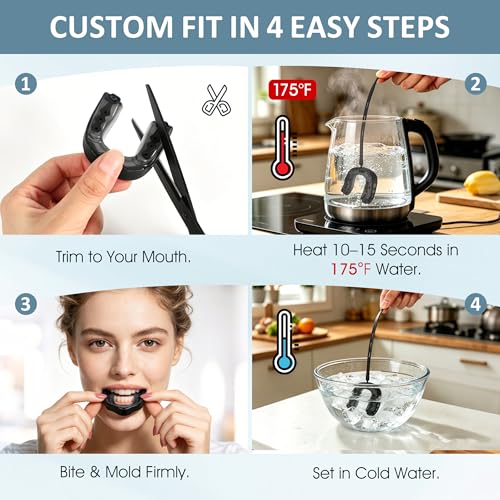 Football Mouth Guard, 2Pack Youth Mouth Guard Soft Mouthpiece with Case, Professional Sports MouthGuard for Boxing, Hockey, Basketball, Lacrosse(Black&Blue)