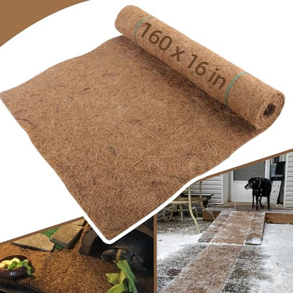 Coco Liner Roll - 16x160 inch Natural Coconut Fiber for Planters, Versatile Flower Baskets, Garden Decoration, Animal Pet Pads - Reptile-Friendly, Ideal for Window Boxes and Nesting Boxes - size: 16in X 160in