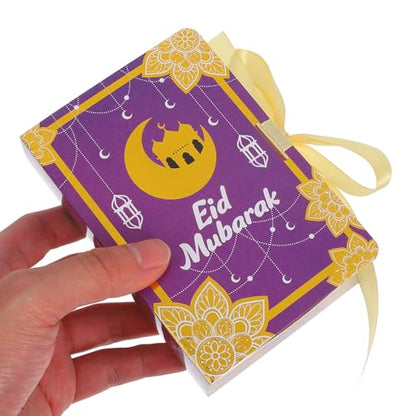 VILLCASE Eid Mubarak Candy Boxes 20pcs Paper Party Candy Containers Book Shaped Packaging Boxes for Ramadan Treat Holders Storage Supplies