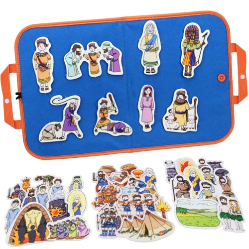 CHEFAN 4 Pack Felt Board Bible Stories Set, Flannel Board Stories, Nativity Flannel Graph Bible Toy for Kids, Include Cain and ABEL, Gideon and The 300 Men, Moses Escape from Egypt, The Fiery Furnace - color: Cain and Abel & Other 3 Bible Stories Set