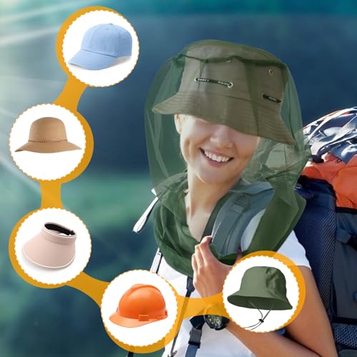 South to East Premium Mosquito Head Net for Insect, 2 Pack, Fly & Bug Protection | Ultra Large & Long, Extra Fine Holes for Camping, Hiking, Fishing, Gardening, Safari, Fits All Hats, Green - color: Green