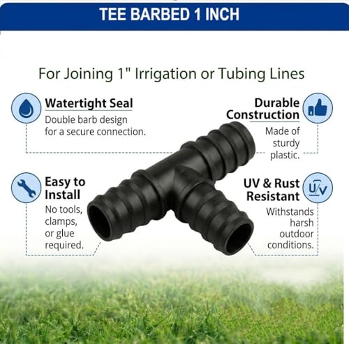 PVC Tee Barbed Fitting 1-Inch Insert - SCH 40 Barbed Hose Tee for 1" ID Hose, Connector for Irrigation, Water Lines, Garden & RV Systems - size: Black 1 PVC Tee