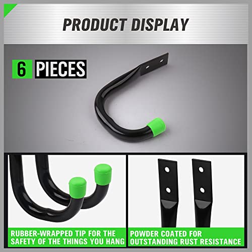 SWANLAKE Heavy Duty Garage Storage Utility Hooks, Utility Hooks for Garage Wall,Color Black (6PCS) - style: Traditional