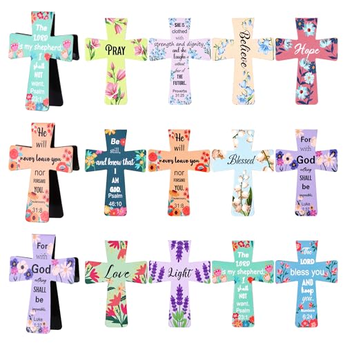 Magnetic Cross Bookmarks with Bible Verses, 48 Pcs Christian Bookmarks - size: Classic
