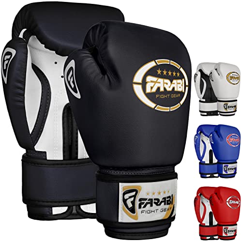 Kids Boxing Gloves for 3-10 Years 4 oz Youth Boxing Gloves Junior Punching Gloves MMA Muay Thai Boys and Girls Training Gloves - color: Black/White