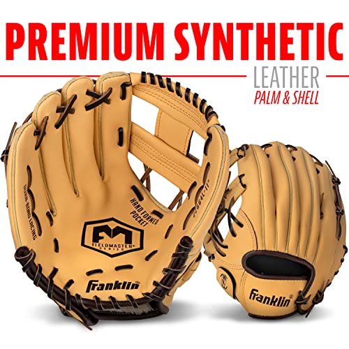 Franklin Sports Field Master Baseball + Softball Glove - Field Master Adult + Youth Baseball + Softball Mitt - Men's + Women's Gloves - color: Camel, style: 11" - I Web