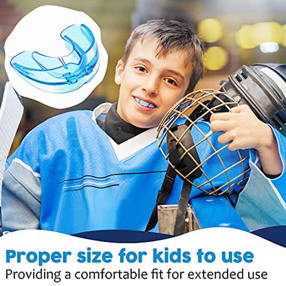 TOODOO 6 Pieces Braces Mouth Guard Kids Sports Mouth Guard for Kids Double Football Youth Mouthguards for Boxing Football Hockey Karate Basketball (Transparent, Transparent Purple/Blue) - color: Transparent, Transparent Purple/ Blue