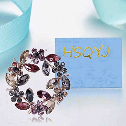 Crystal Pearl Flower Brooches Pins Fashion Beautiful Created Rhinestone Floral Brooch Good Idea for Party Dance Wedding Banquet for Elegant Women Girl - color: Olive Branch Wreath
