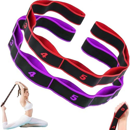 （2Pcs） Numbered Resistance Bands for Glutes & Yoga(Red&Purple | Adjustable Pull Rope for Full Body Workout, Arm Leg Exercise Equipment for Home Gym Training