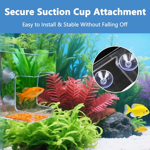 Square Fish Feeder Box No Mess Aquarium Food Catcher Tank Accessories Feeding Tube Holder for Betta Fish Blood Worm Food Box for Turtle Tank and Aquarium Feeding Control