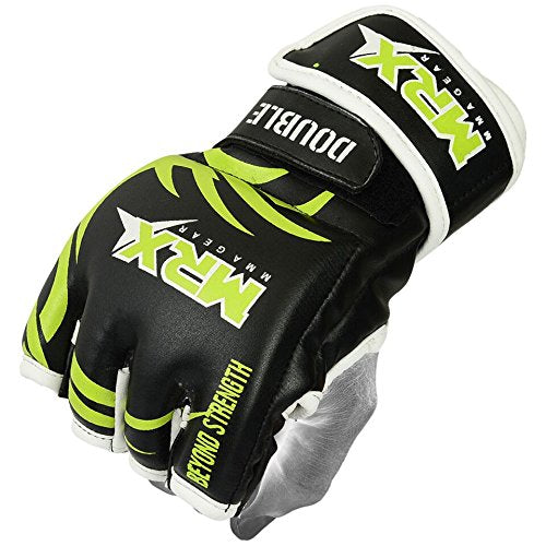 MRX MMA Grappling Gloves for Men Martial Arts Training Fighting Bag Glove Cage Fight Mitts - color: Black/Green, size: Small