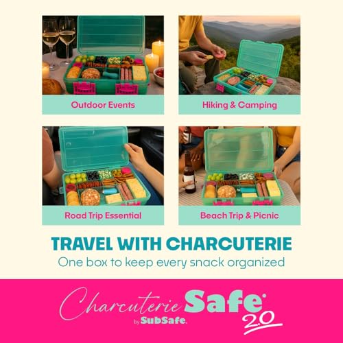 Charcuterie Safe 2.0 with Ice Pack - Waterproof Charcuterie Board with Lid, Customizable Dividers, Mini Containers & Cheese Knife - BPA-Free, Food Safe Tackle Box Organizer - Seafoam Green - color: Seafoam Green Charcuterie Safe 2.0