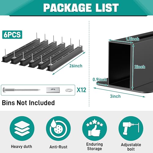 EVERHANGER Ceiling Storage Rack, Heavy Duty Overhead Garage Storage Rack, Adjustable Ceiling Bin Storage System, 6 Sets for 5 Bins, 26 Inch - style: For 5 Bins