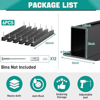 EVERHANGER Ceiling Storage Rack, Heavy Duty Overhead Garage Storage Rack, Adjustable Ceiling Bin Storage System, 6 Sets for 5 Bins, 26 Inch - style: For 5 Bins