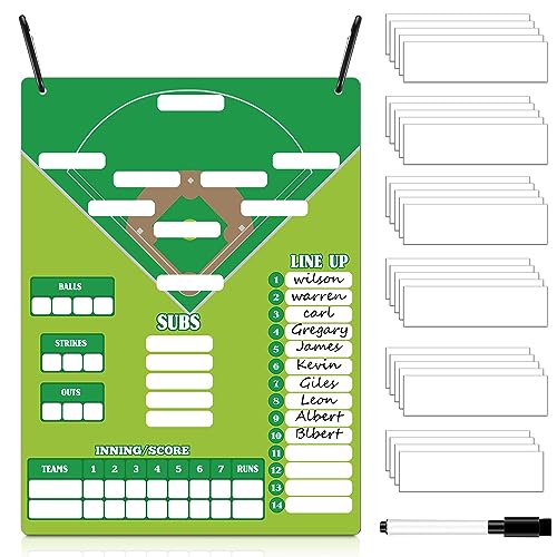 Eaasty 34 Pcs Magnetic Baseball Lineup Board Metal Dry Erase Coaching Clipboard Include 30 Baseball Lineup Cards Dugout Display Softball Coaching Accessories