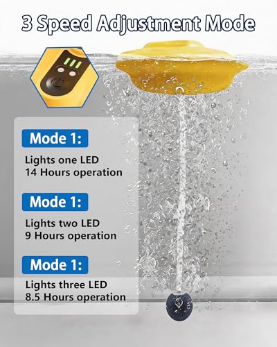 Floating Aerator Rechargeable Bait Aerator for Fishing & Aquarium Use | Lightweight yellow floating aerator with adjustable runtime, rechargeable cordless design, dual-use for kayak and household