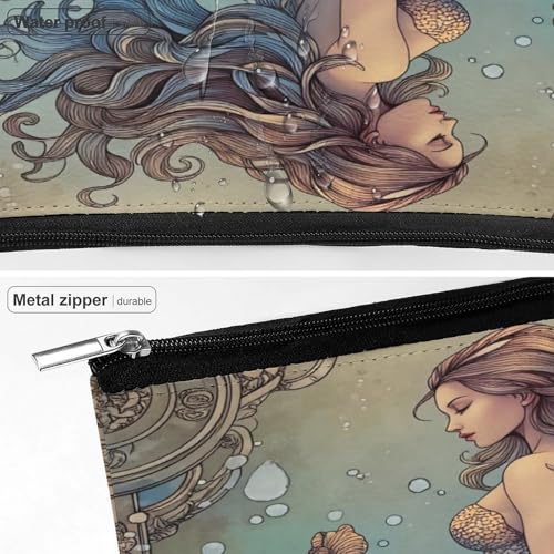 Mermaid Ocean Fantasy Makeup Bag, Travel Toiletry Organizer, Cosmetic Pouch for Women, Birthday Presents for Mom Girls Women Sisters - color: Mermaid Ocean Fantasy