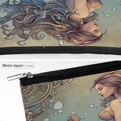 Mermaid Ocean Fantasy Makeup Bag, Travel Toiletry Organizer, Cosmetic Pouch for Women, Birthday Presents for Mom Girls Women Sisters - color: Mermaid Ocean Fantasy