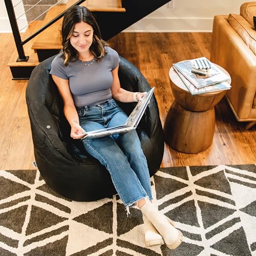 Big Joe Milano Beanbag Chair with Vibe Black Montana Leather - color: Black Montana Leather, size: Milano with Vibe