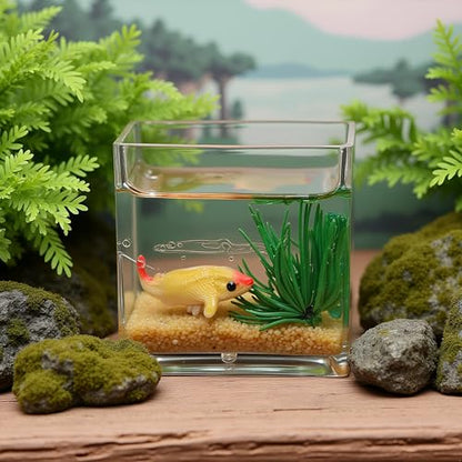 1Pc Square Fish Tank Toy, 1:12 Scale Miniature Dollhoue Accessories, Resin Dollhouse Fish Tank Accessories for Garden Scene Decor
