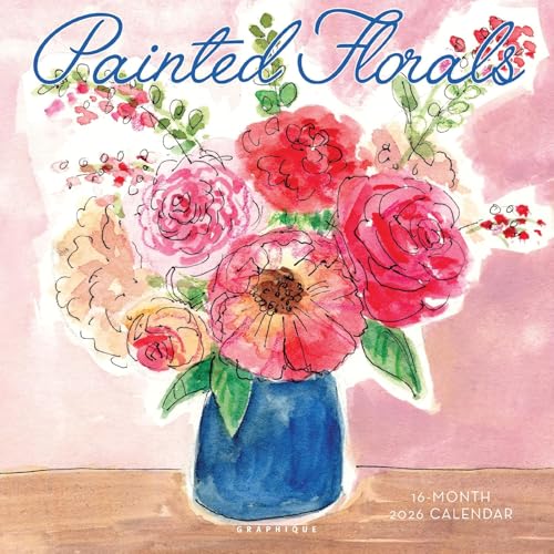 Graphique 2026 Painted Florals Wall Calendar | 12” x 12” | Thick Paper | Home & Office Organizer | Large Monthly Grid | 3 Languages & Marked Holidays | 4 Month Preview Page for 2027 - color: Painted Florals