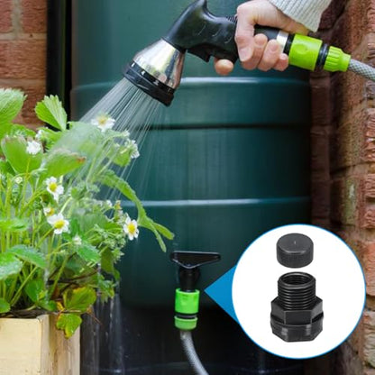 PATIKIL PVC Bulkhead Fitting with Cap NPT1/2" Female x GHT 3/4" Male, 6 Pack Double Threaded Bulkhead Water Tank Connector with Seal Gasket for Rain Bucket Sinks Aquariums, Black