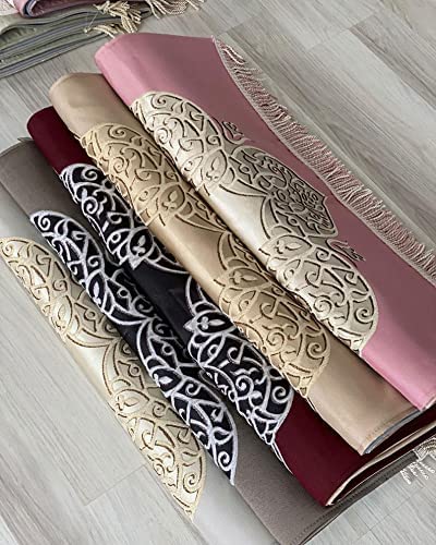 Muslim Prayer Rug | Special Design Praying Rug | Luxury with Sponge & Lined Prayer Mat I Sajjada | Premium Islamic Prayer Mat | Janamaz | Great Ramadan Gifts for Muslim Men and Women Gift (Gold, Rug) - color: Gold