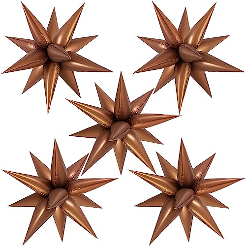 60 Pcs Star Balloons Explosion 12 Point Foil Cone Balloons Magic Balloon Large for Wedding Anniversary Backdrop Birthday Party Decorations Chocolate - color: Chocolate