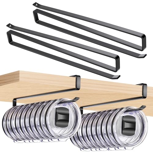4Pack Tumbler Lid Organizer for Corner Cabinets, Holds 48 Lids, Black | Cup Lid Holder, No Adhesive or Drilling, Rust-Resistant Carbon Steel, Fits Openings 0.39 in or Larger, Not for Straw Lids - color: Black, size: 4Pack
