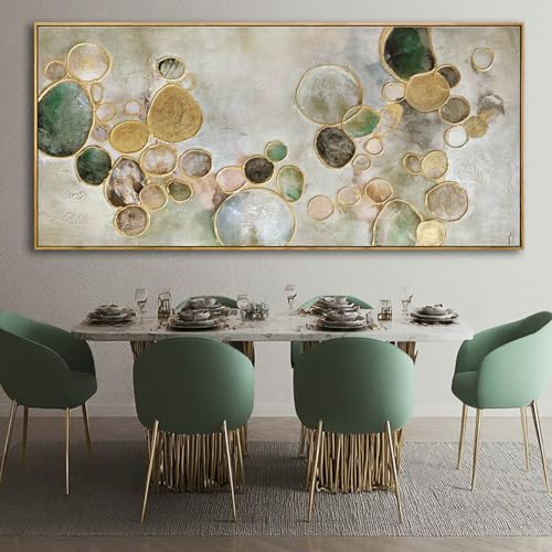YJYart Abstract Canvas Wall Art Line Home Wall Decor Green and Gold Decorative Painting 40"x86" Large Posters for Dining Room Area Pictures for Office - color: Gold Green, size: 86"L x 40"W