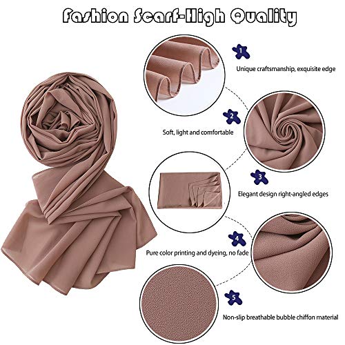 Yeieeo Chiffon Head Wraps for Women - Solid Color Fashion Bubble Chiffon Scarf Hijab - color: Antique Pink