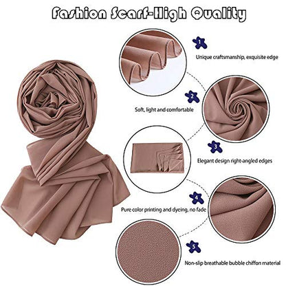 Yeieeo Chiffon Head Wraps for Women - Solid Color Fashion Bubble Chiffon Scarf Hijab - color: Antique Pink