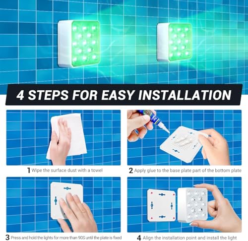 LOFTEK Submersible LED Pool Lights with Magnet & Remote, 13 LEDs Color Changing Rechargeable Underwater Pool Lights, Waterproof Swimming Pool Lights for Pond, Hottub (4 Pack-Rechargeable-II) - size: 4 Pack-Rechargeable-II