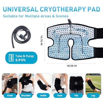 Cold Therapy Machine with Programmable Timer, Cryotherapy Pain Relief with Compression Pad, Portable Ice Machine for Knee After Surgery