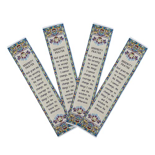 Serenity Prayer, Bulk Pack of 4 Woven Fabric Bible Verse Bookmarks, Silky Soft & Flexible Religious Bookmarkers for Novels Books & Bibles, Memory Verse Gift, Traditional Turkish Woven Design - color: Serenity Prayer - 4 Pack