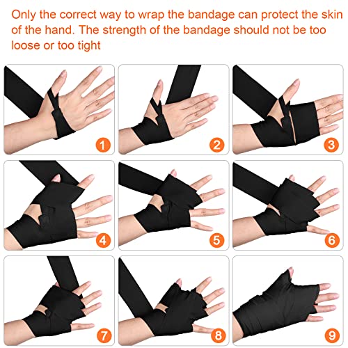 Junkin 6 Pcs Boxing Set 1 Pair of 16oz Gloves and 4 Pcs 118 in Hand Wraps for Adult Boxing Training Shockproof Gloves Training Beginner Practice Muay Thai Kickboxing Gift - color: Black