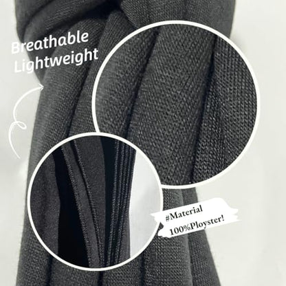 Harewom Muslim Hijab for Women Soft Stretch Headscarf Large Plain Turban Wrap Shawl Head Wrap for Everyday Wear - color: Black Hijab Headscarf