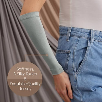 Modest Arm Cover | Jersey Arm Cover | Modest Sleeve Covering for Muslim Women - color: Gray Green